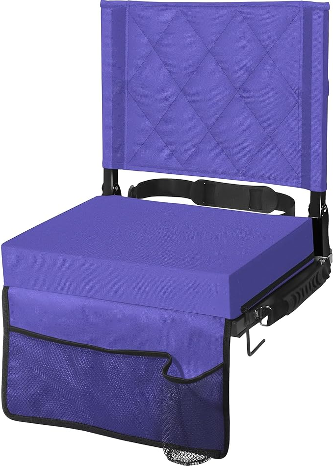 Portable Bleacher Seat with Supportive Backrest and Easy Carry Strap