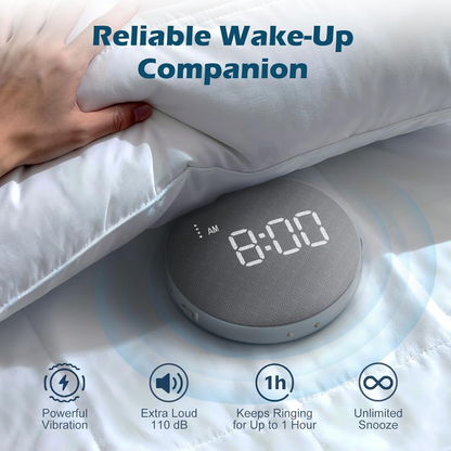 Portable Wake-Up Alarm with Vibrating Bed Shaker and 110dB Sound