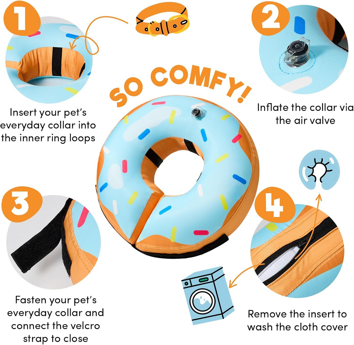 Soft Recovery Collar for Pets with Adjustable Air Comfort