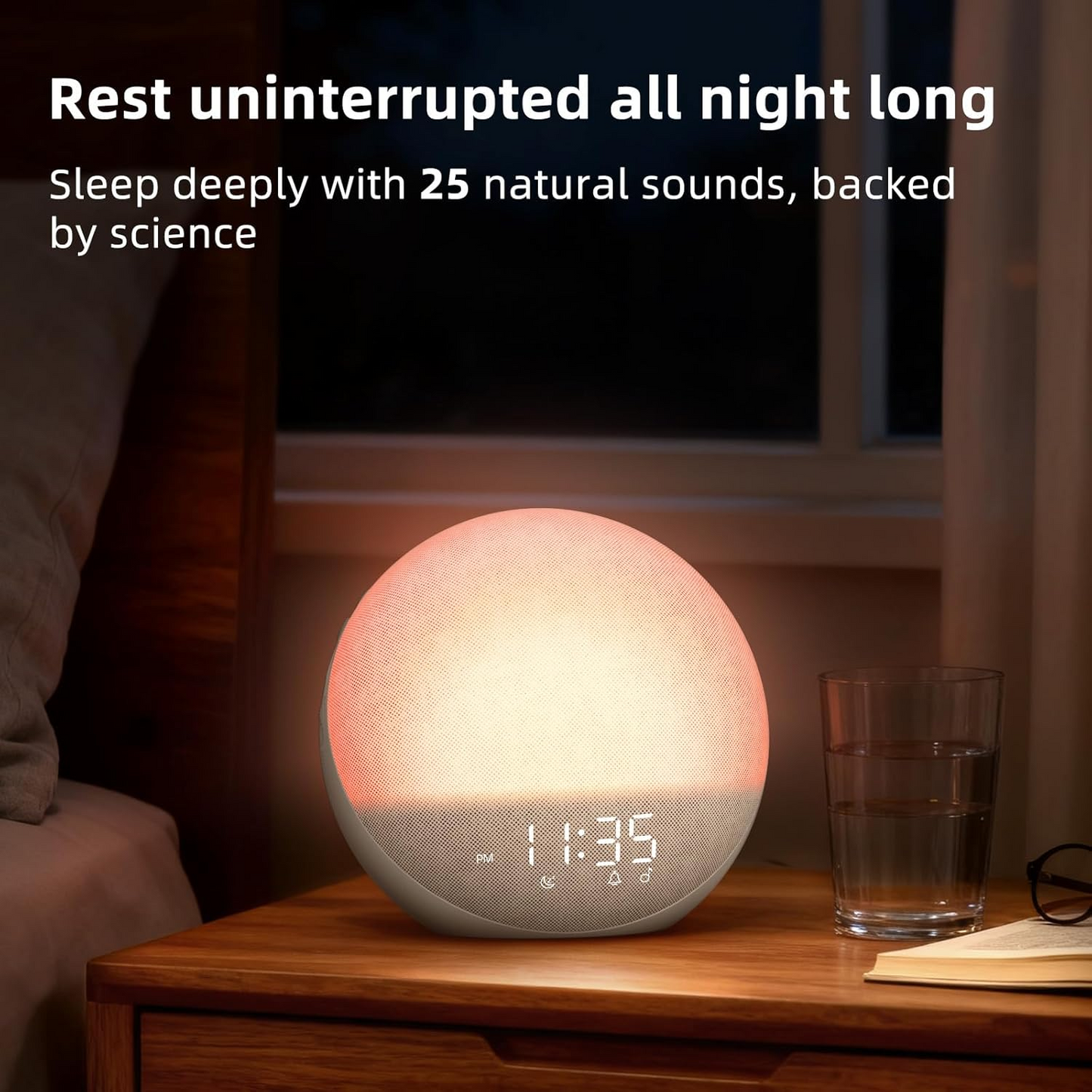 Gentle Dawn Alarm Clock with Adjustable Light and Dimming Features