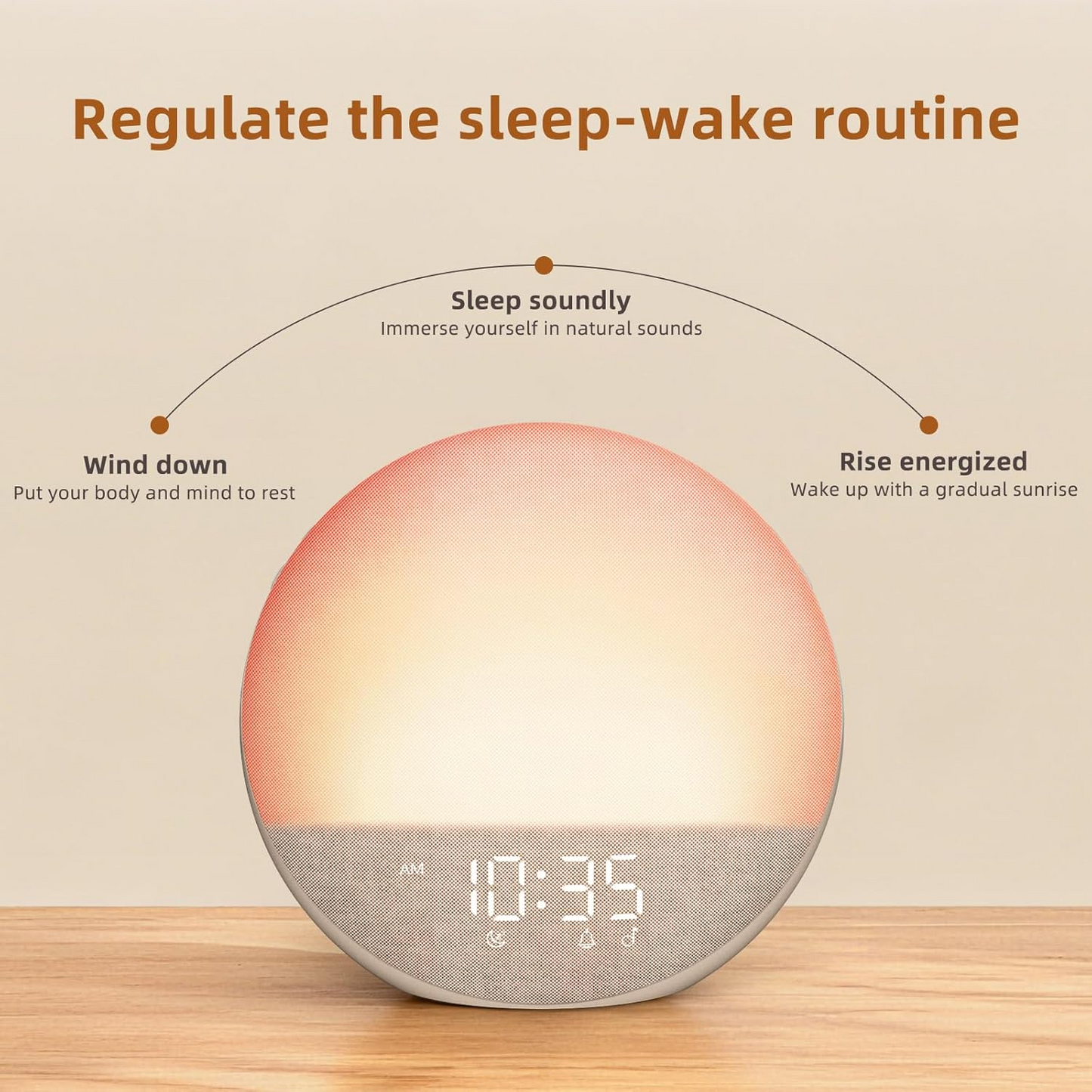 Gentle Dawn Alarm Clock with Adjustable Light and Dimming Features