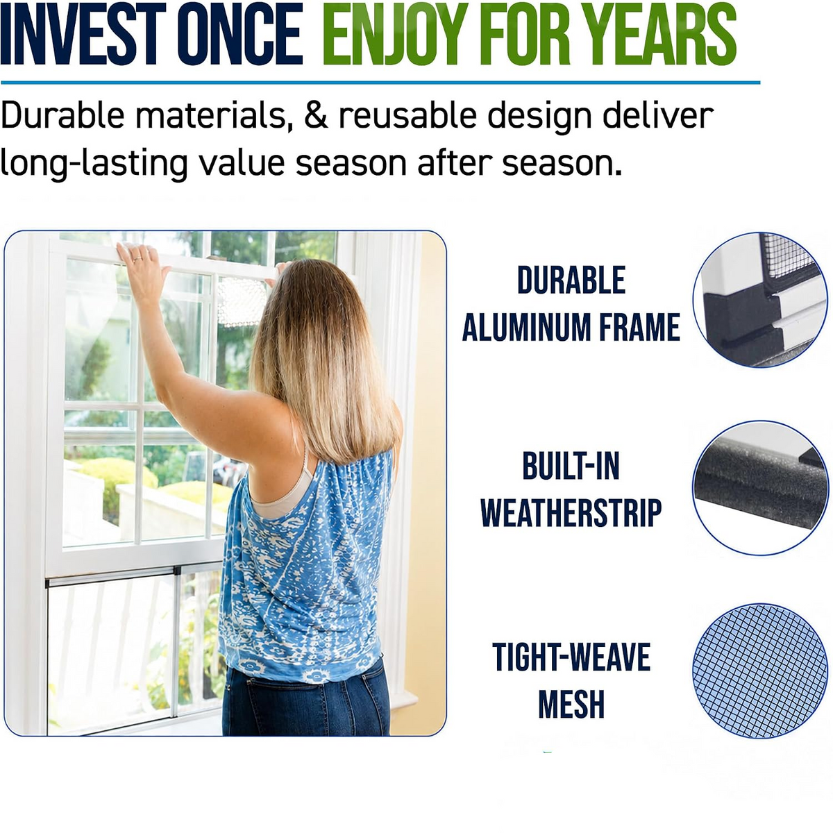 Adjustable Insect Screen with Durable Fiberglass Mesh