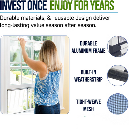 Adjustable Insect Screen with Durable Fiberglass Mesh