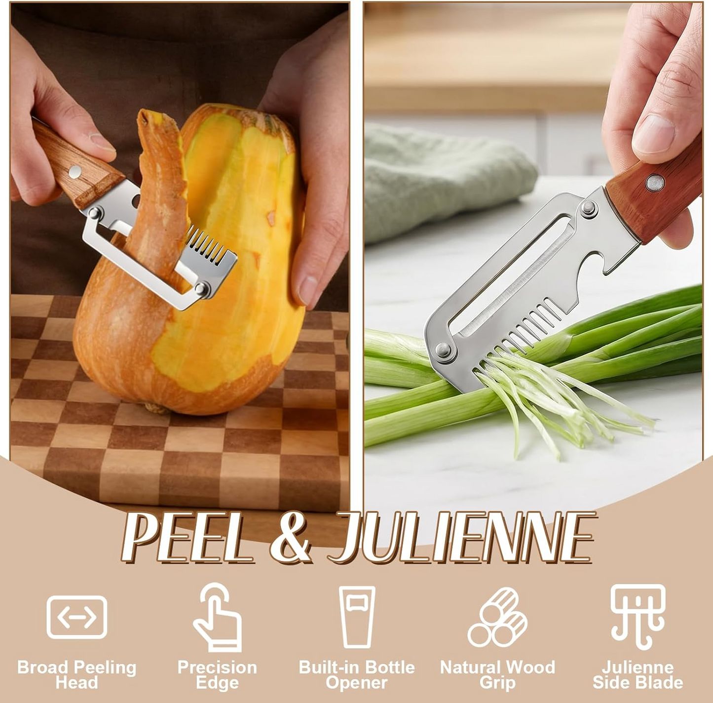Ergonomic Vegetable Peeler with Versatile Cutting Edges