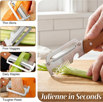 Ergonomic Vegetable Peeler with Versatile Cutting Edges