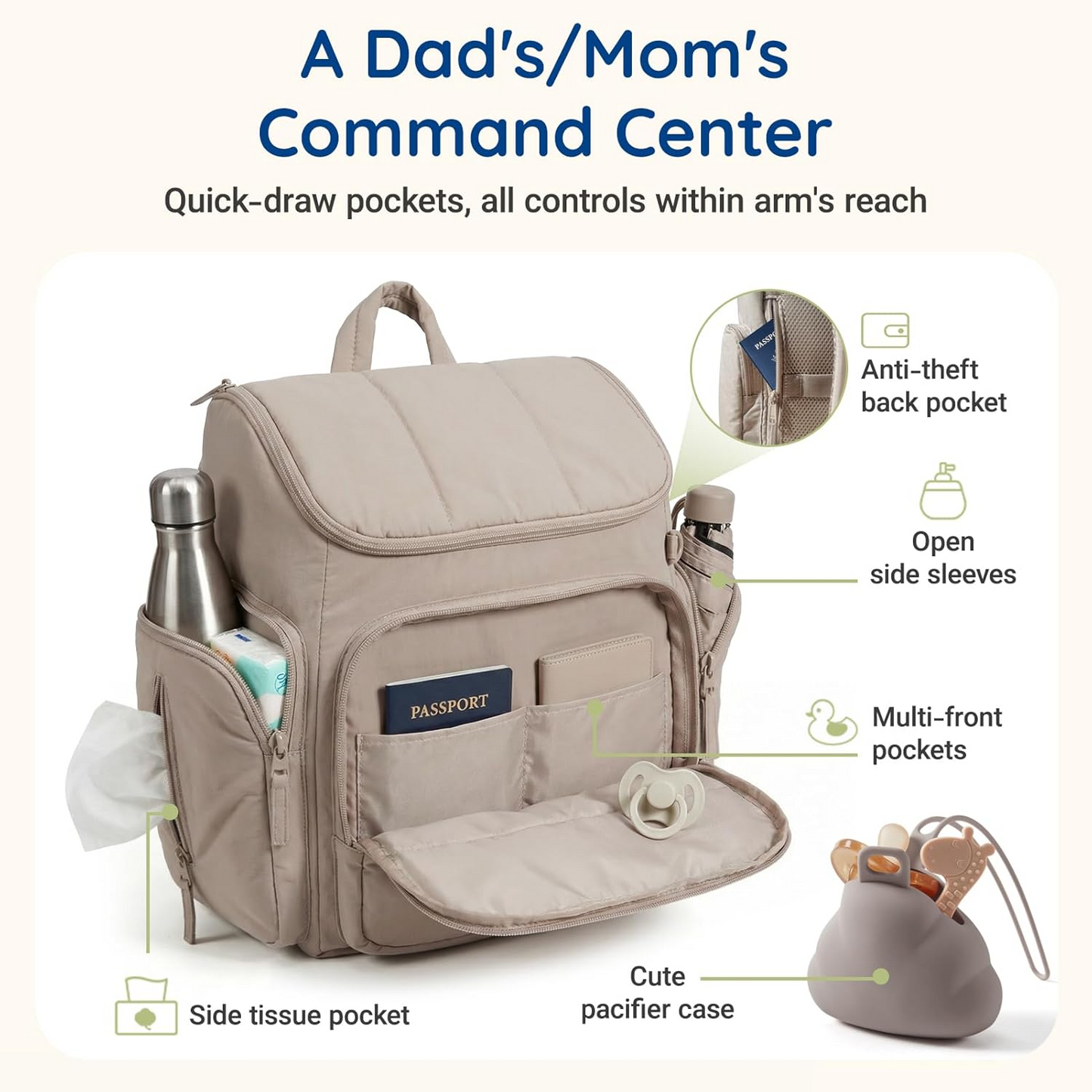 Ultimate Baby Care Backpack with Thermal Bottle Holders