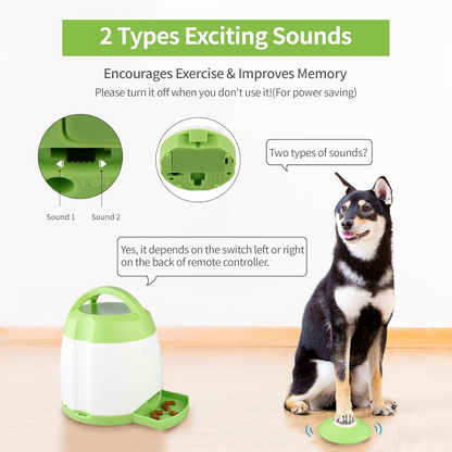 Pet Snack Launcher with Wireless Button and Adjustable Dispensing