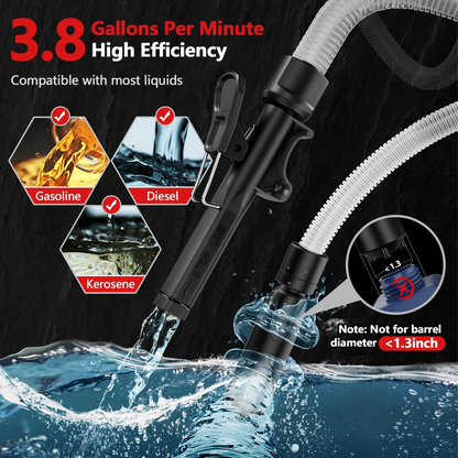 Effortless Liquid Transfer Pump with Battery Power & Adapters