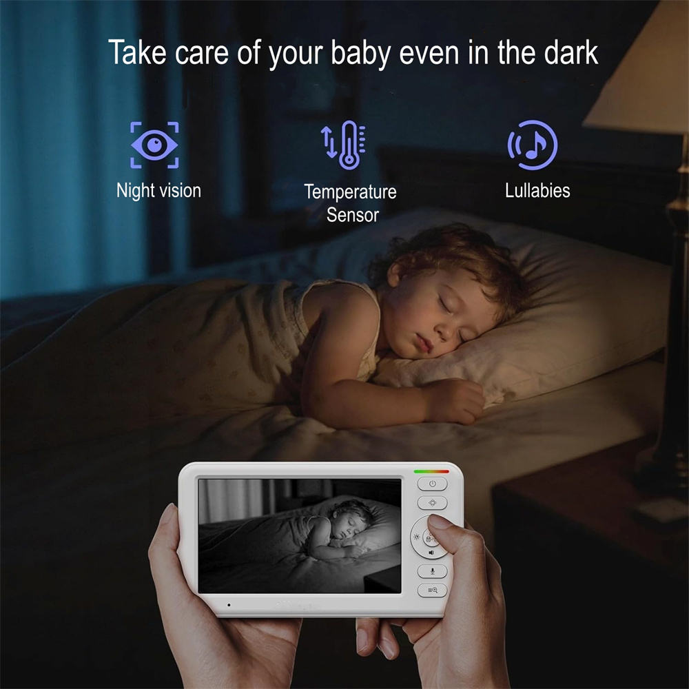 Smart Baby Monitoring System with 5-Inch Display and Night Vision