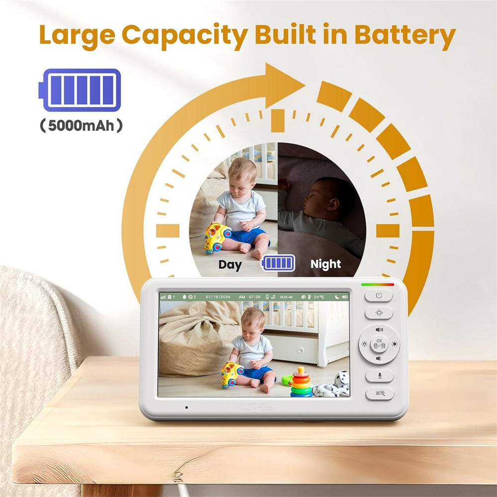 Smart Baby Monitoring System with 5-Inch Display and Night Vision