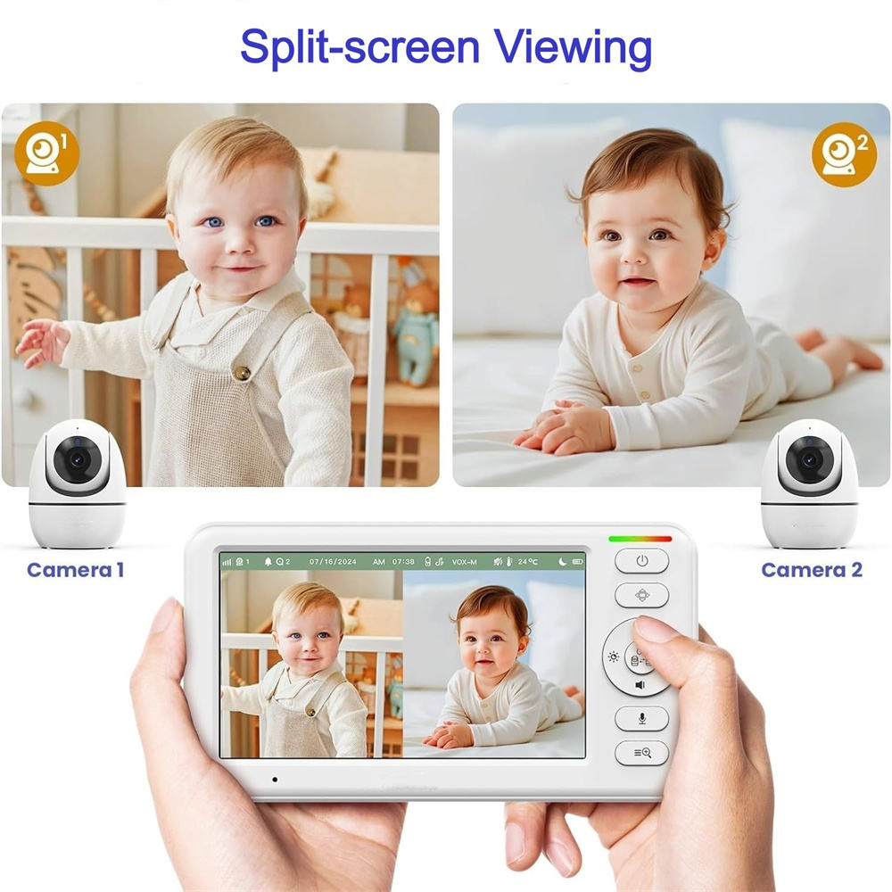 Smart Baby Monitoring System with 5-Inch Display and Night Vision