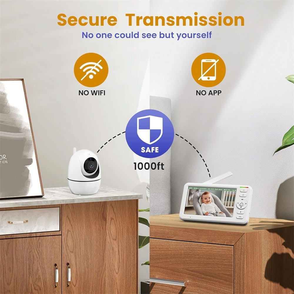 Smart Baby Monitoring System with 5-Inch Display and Night Vision