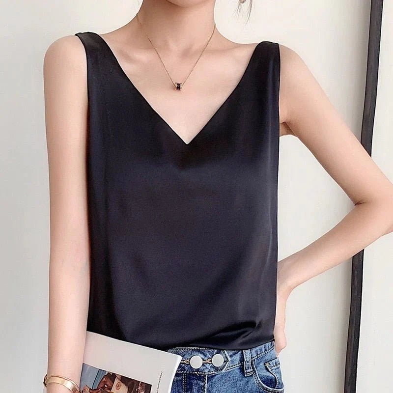 Elegant Silken Women's Tank Top for All-Day Comfort