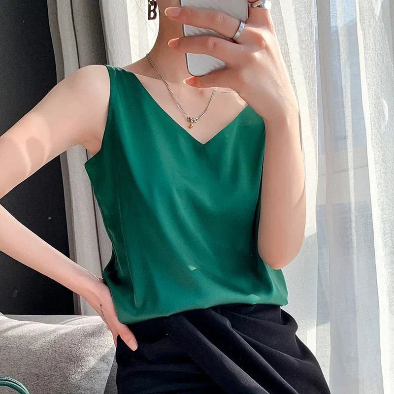 Elegant Silken Women's Tank Top for All-Day Comfort