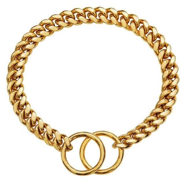 Durable Metal Link Dog Collar with Smooth Finish