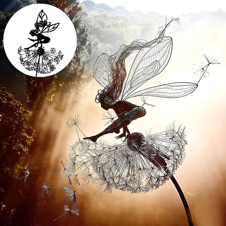 Whimsical Garden Fairy Silhouette Sculpture with Stake Base