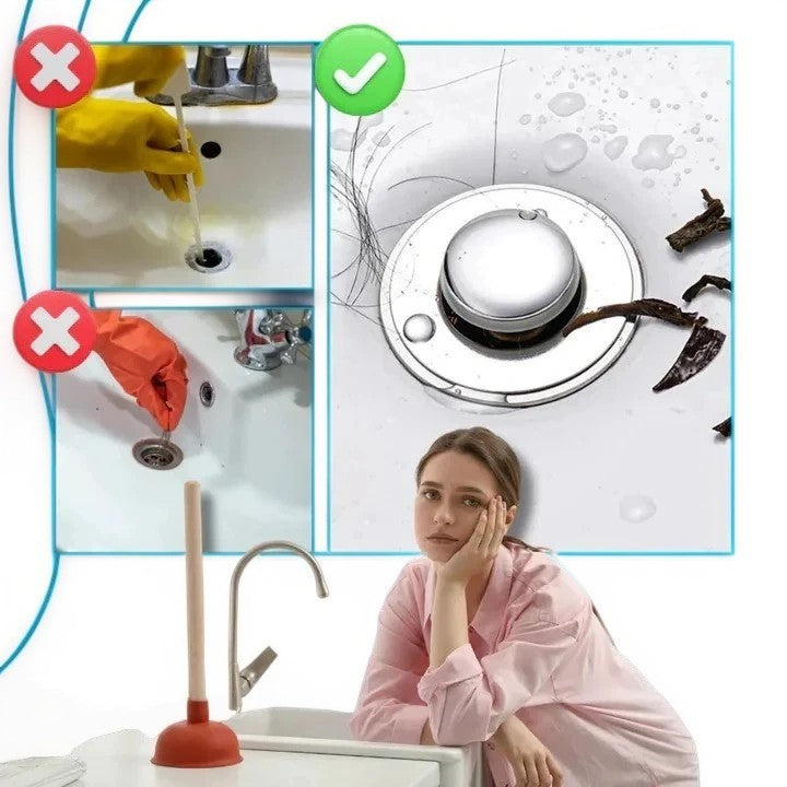 Smart Sink Stopper with Odor Barrier and Built-In Strainer