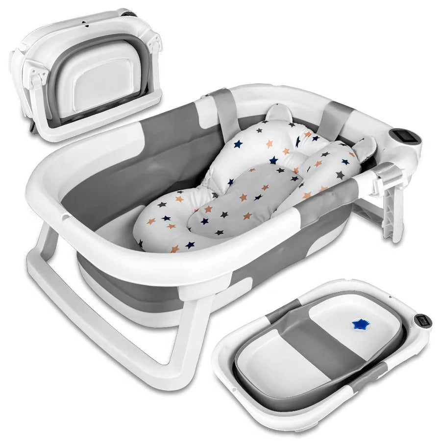 Portable Baby Bath Tub with Temperature Indicator & Soft Liner