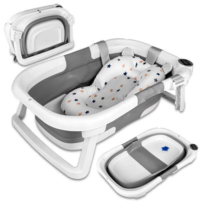 Portable Baby Bath Tub with Temperature Indicator & Soft Liner