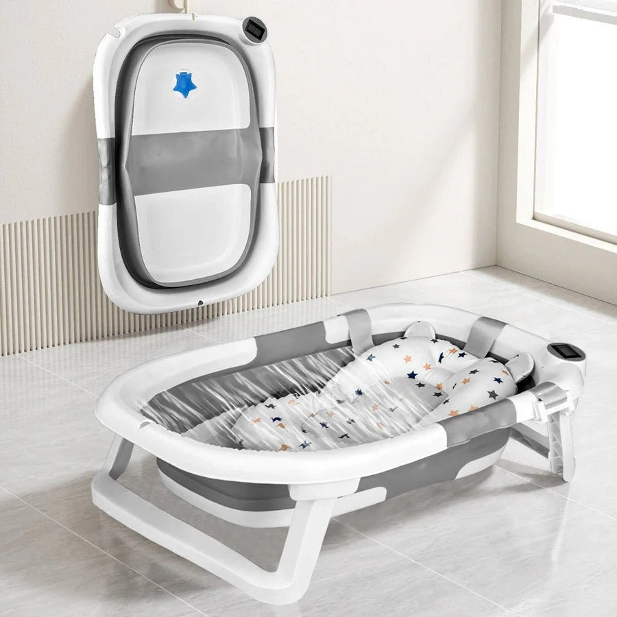 Portable Baby Bath Tub with Temperature Indicator & Soft Liner