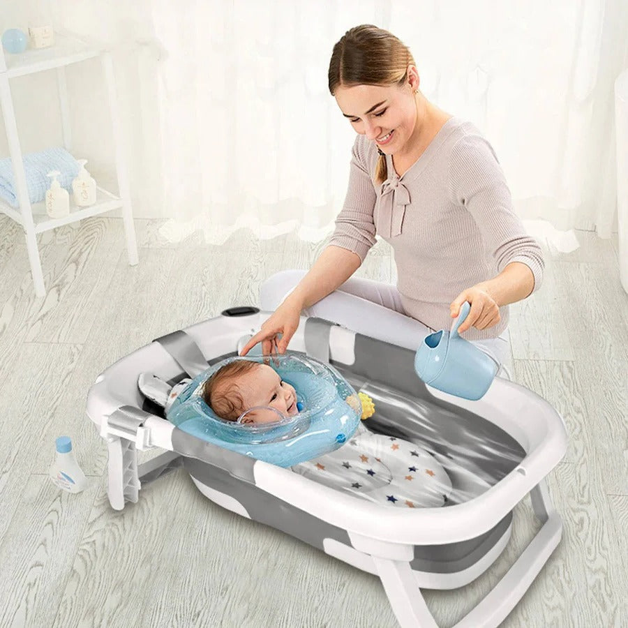 Portable Baby Bath Tub with Temperature Indicator & Soft Liner