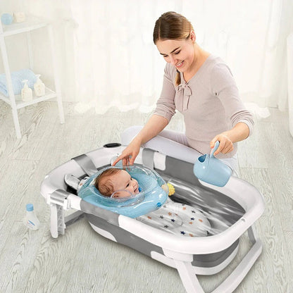 Portable Baby Bath Tub with Temperature Indicator & Soft Liner