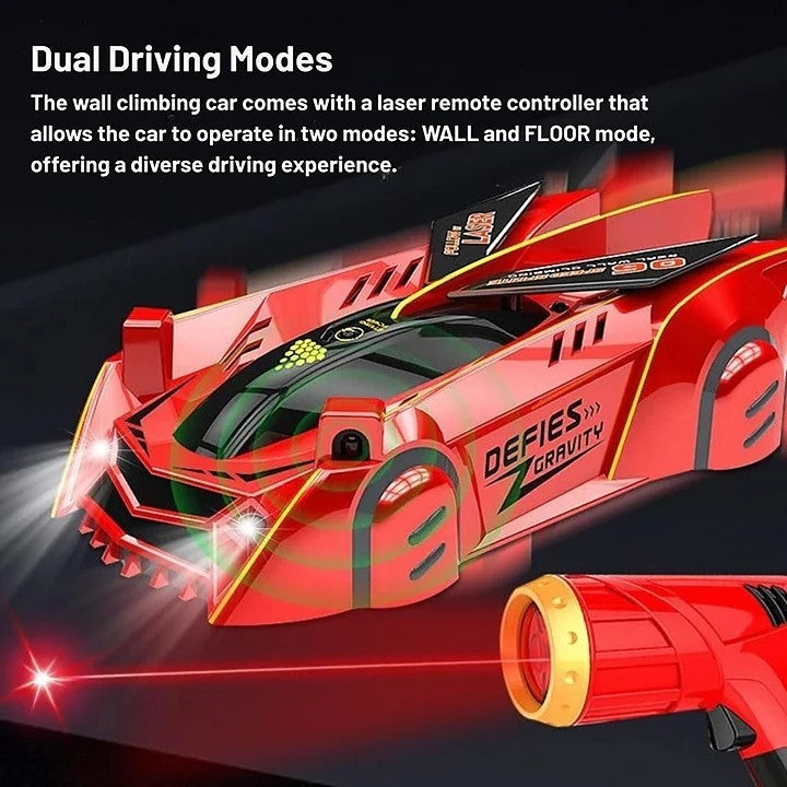 Gravity-Defying RC Stunt Car with LED Lights – Wall Climbing Toy for Kids, USB Rechargeable