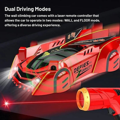 Gravity-Defying RC Stunt Car with LED Lights – Wall Climbing Toy for Kids, USB Rechargeable