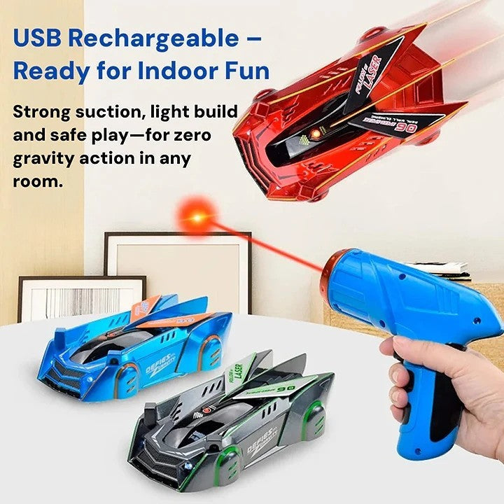 Gravity-Defying RC Stunt Car with LED Lights – Wall Climbing Toy for Kids, USB Rechargeable