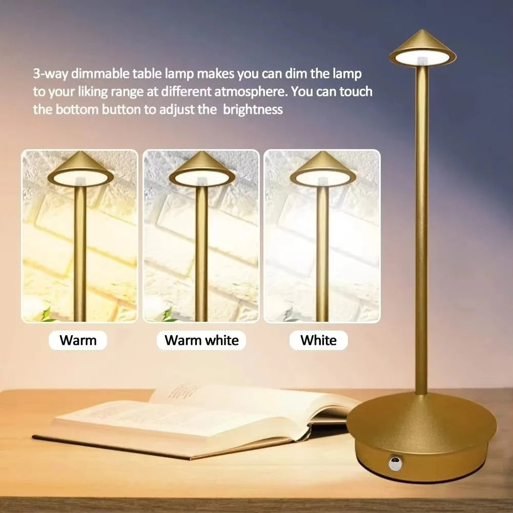 Portable LED Table Lamp with Touch Activation and Adjustable Colors