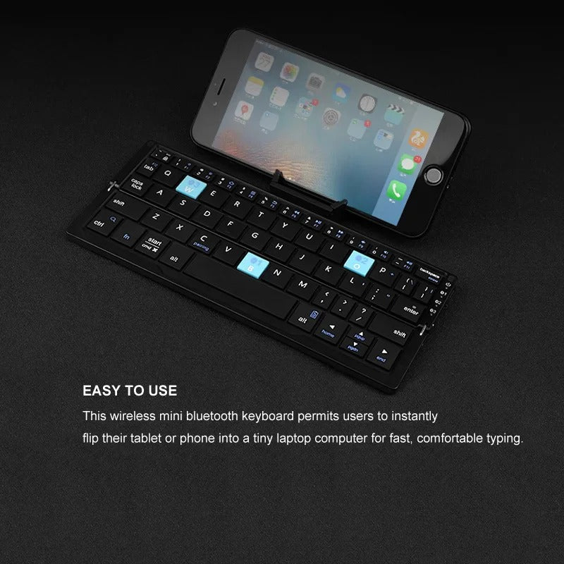 Compact Wireless Keyboard with Adjustable Stands for Multi-Devices