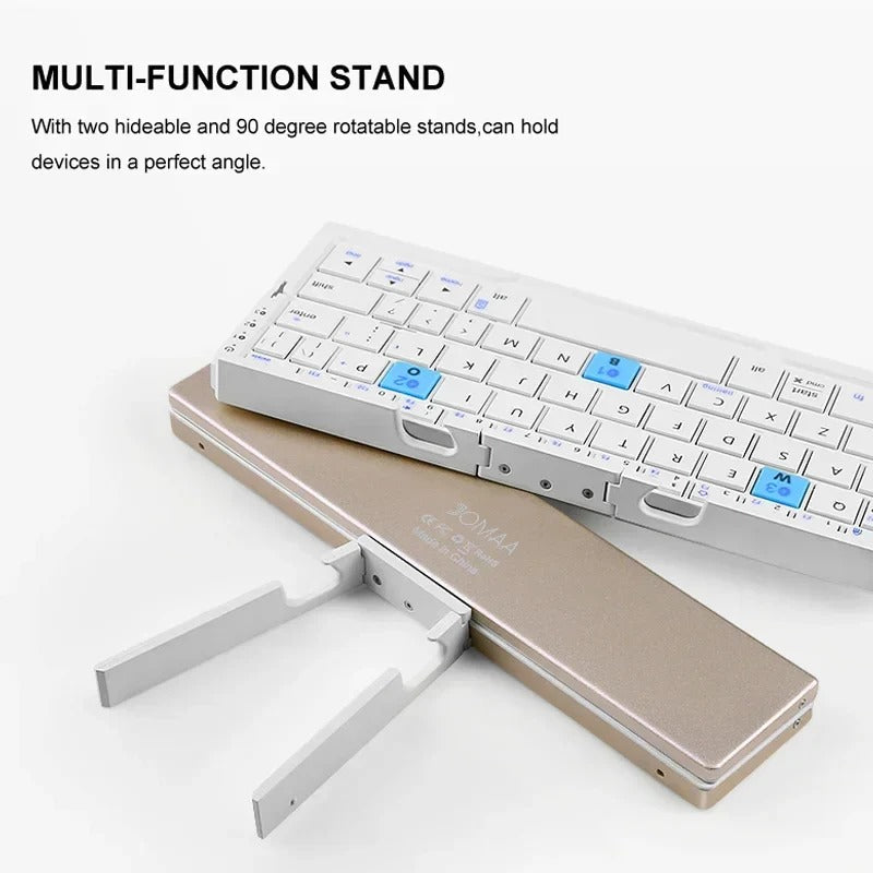 Compact Wireless Keyboard with Adjustable Stands for Multi-Devices