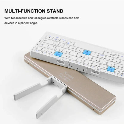 Compact Wireless Keyboard with Adjustable Stands for Multi-Devices