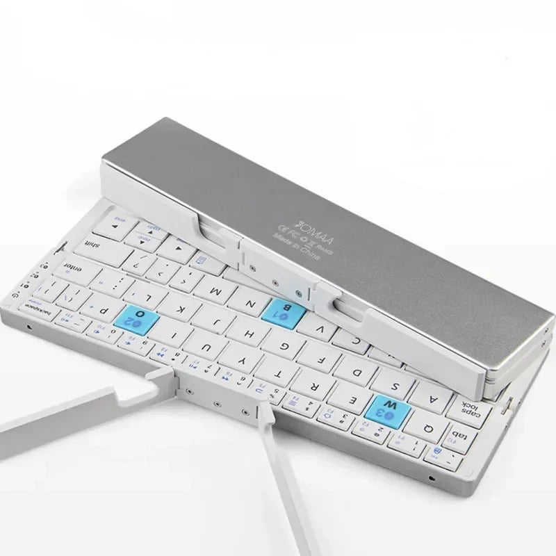 Compact Wireless Keyboard with Adjustable Stands for Multi-Devices