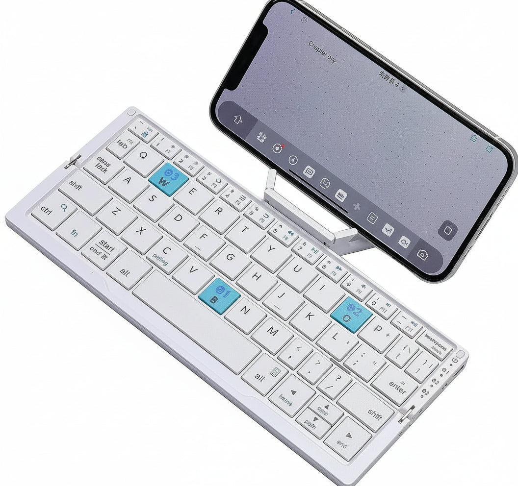 Compact Wireless Keyboard with Adjustable Stands for Multi-Devices