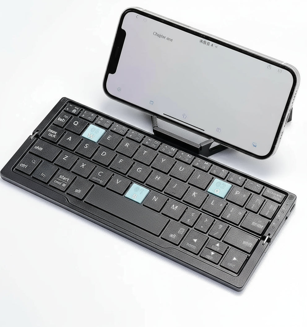 Compact Wireless Keyboard with Adjustable Stands for Multi-Devices