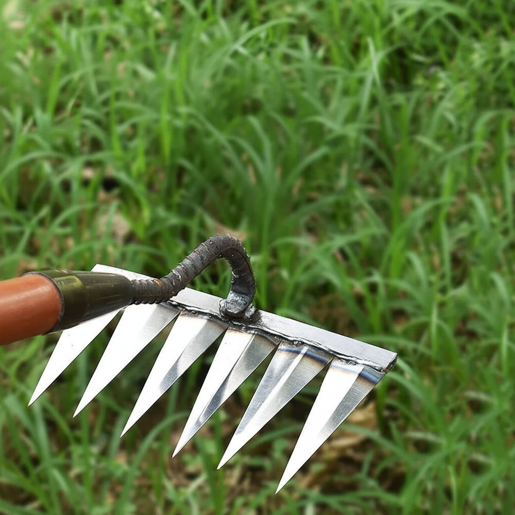 Precision Gardening Rake with Durable Steel Head and Ergonomic Grip