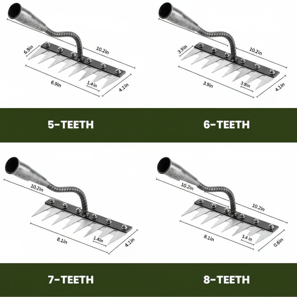 Weeding Rake in Carbon Steel with Soft Grip Handle and Replaceable Tines