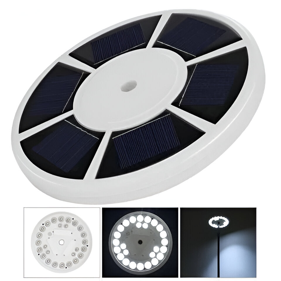 LED Solar-Powered Flagpole Light with 26 White Bulbs and Auto Sensor, Waterproof IP67
