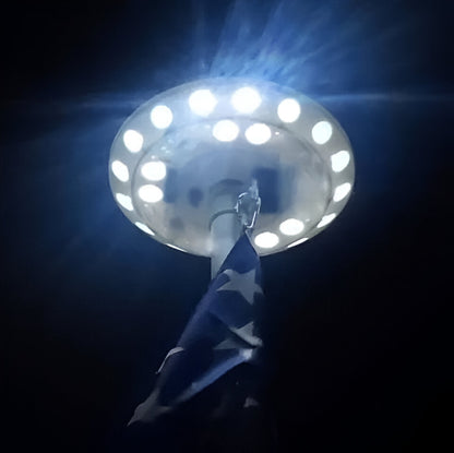 LED Solar-Powered Flagpole Light with 26 White Bulbs and Auto Sensor, Waterproof IP67