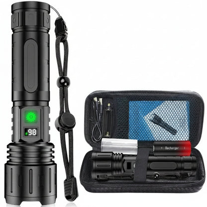 Adjustable Beam Focus LED Flashlight with Power Bank - IPX5 Waterproof