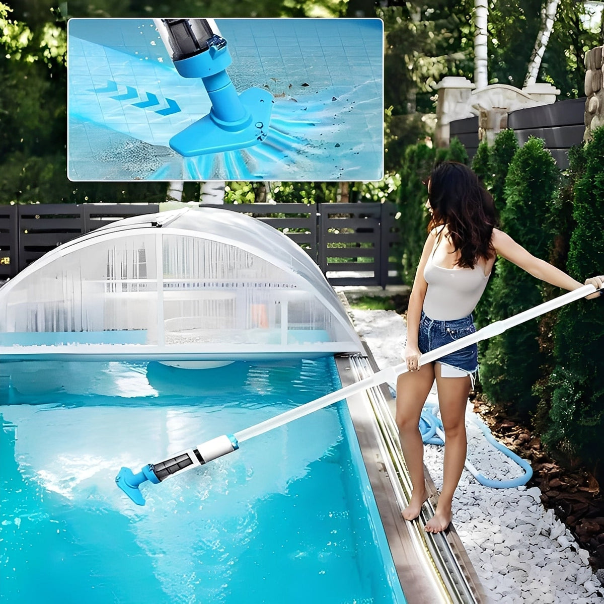 Cordless Pool Cleaner with Versatile Cleaning Attachments