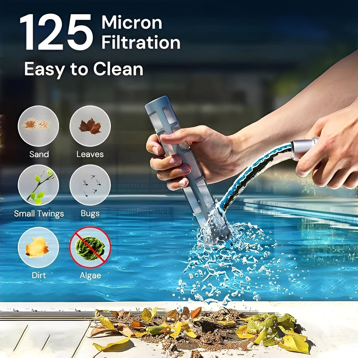 Cordless Pool Cleaner with Versatile Cleaning Attachments
