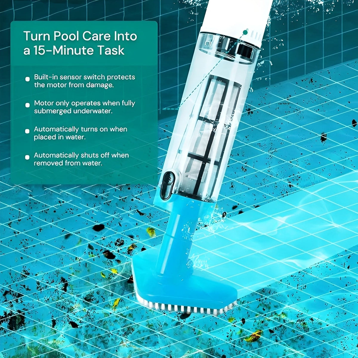 Cordless Pool Cleaner with Versatile Cleaning Attachments