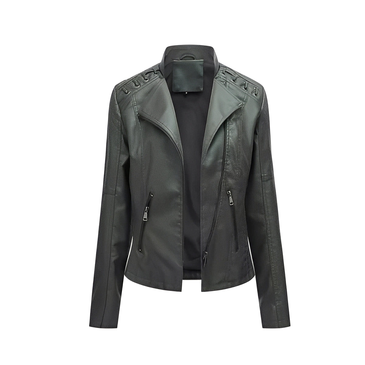 Chic Women's Lambskin Leather Jacket with Sleek Closure