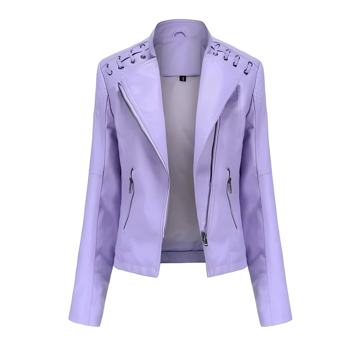 Chic Women's Lambskin Leather Jacket with Sleek Closure