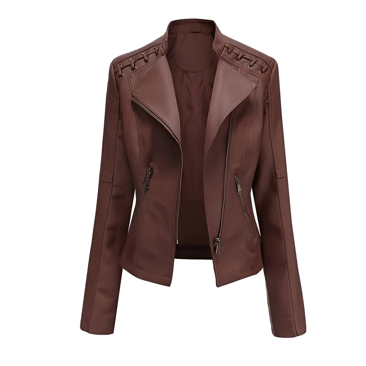 Chic Women's Lambskin Leather Jacket with Sleek Closure