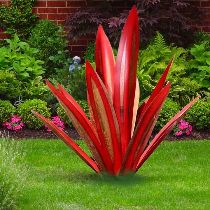 Rust-Finished Metal Agave Art Sculpture for Indoor and Outdoor Use