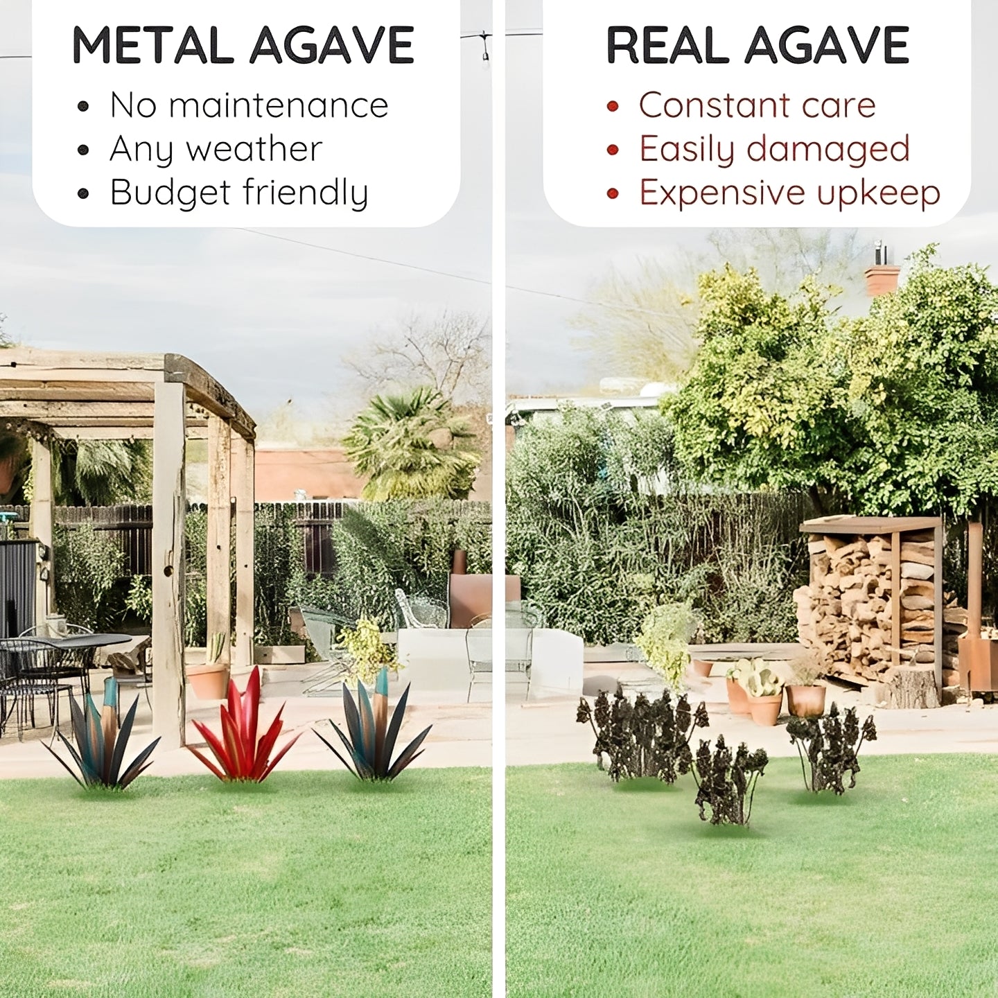 Rust-Finished Metal Agave Art Sculpture for Indoor and Outdoor Use