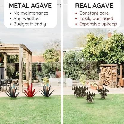 Rust-Finished Metal Agave Art Sculpture for Indoor and Outdoor Use